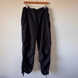 Women’s Black Drawstring Cargo Pants Y2K Size L